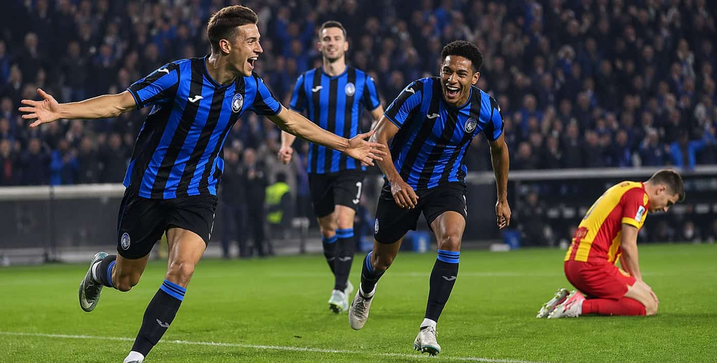 Joueurs du Club Brugge célébrant un but face au KV Mechelen lors d’un match en soirée