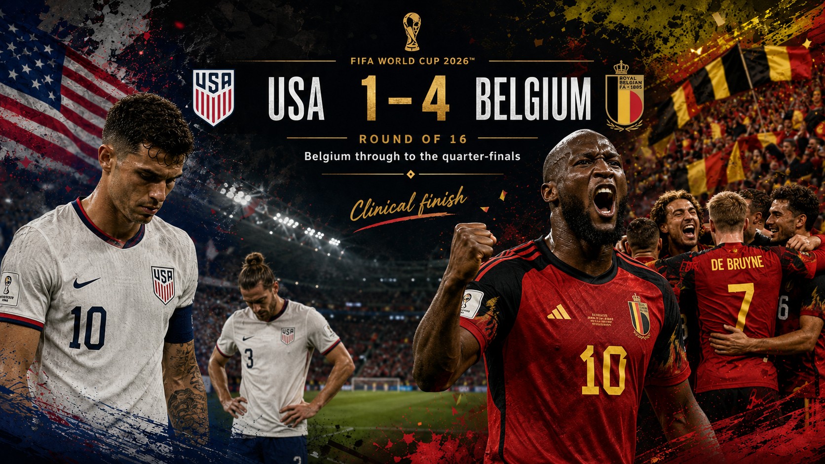 La Belgique élimine les États-Unis 4-1 en huitièmes de finale de la Coupe du monde 2026
