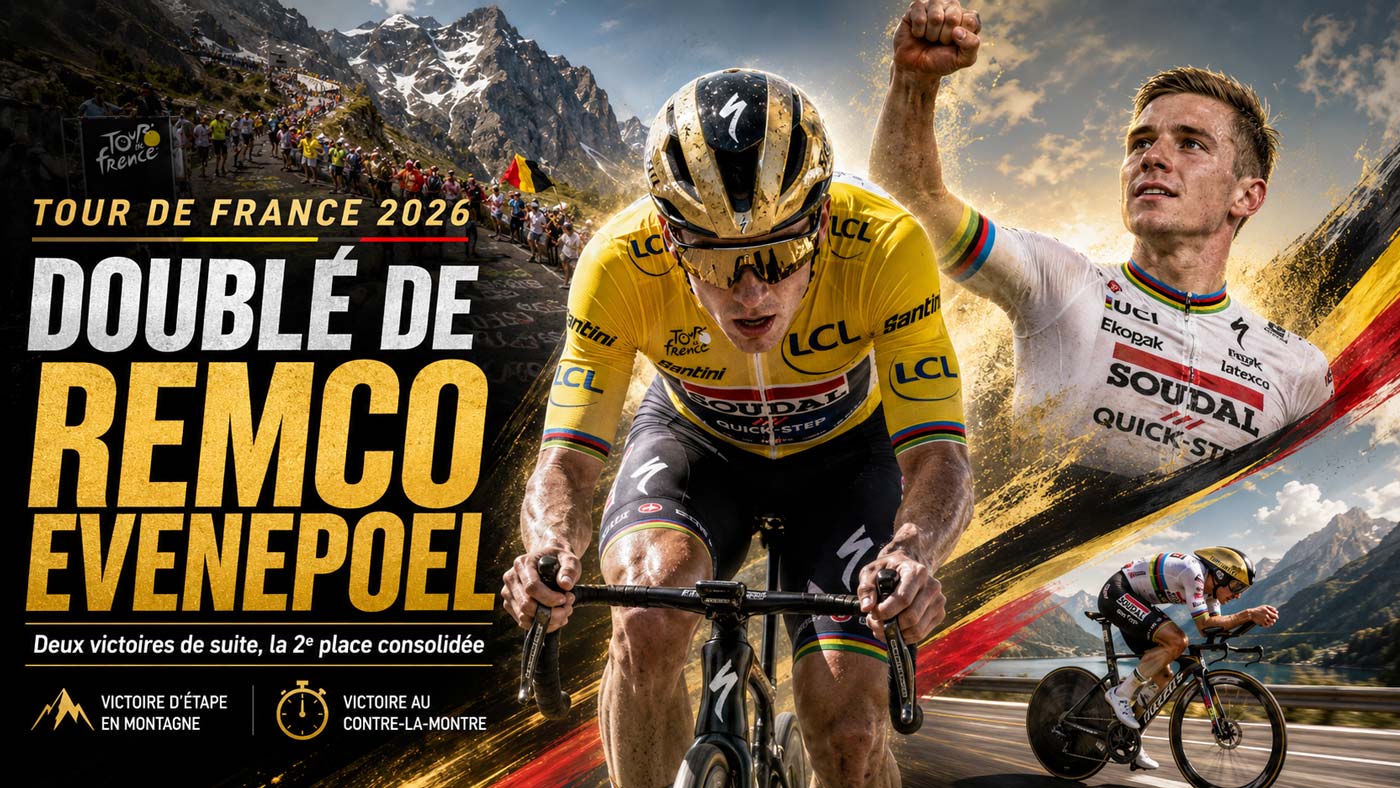 Remco Evenepoel remporte deux étapes consécutives du Tour de France 2026, en montagne puis lors du contre-la-montre