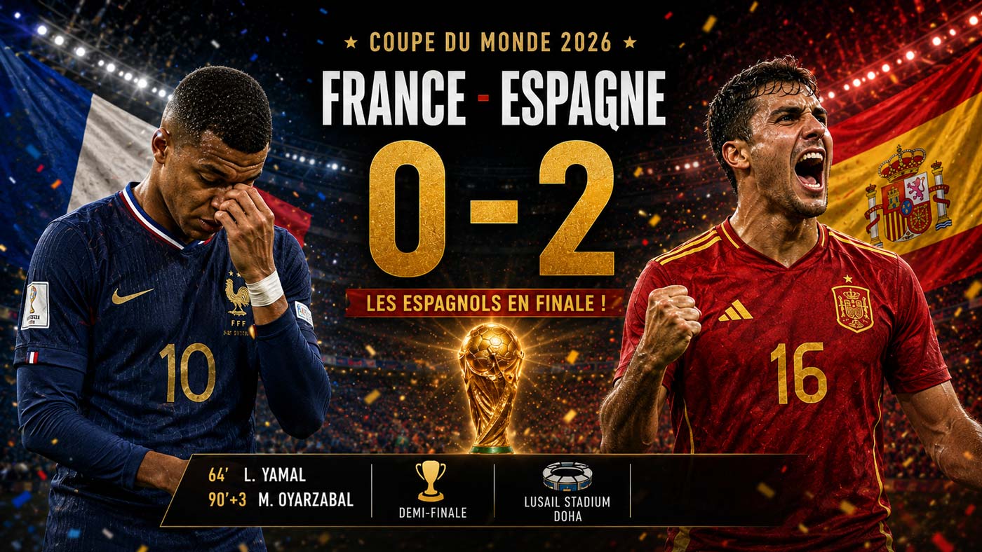 L’Espagne bat la France 2-0 en demi-finale de la Coupe du monde 2026 et se qualifie pour la finale
