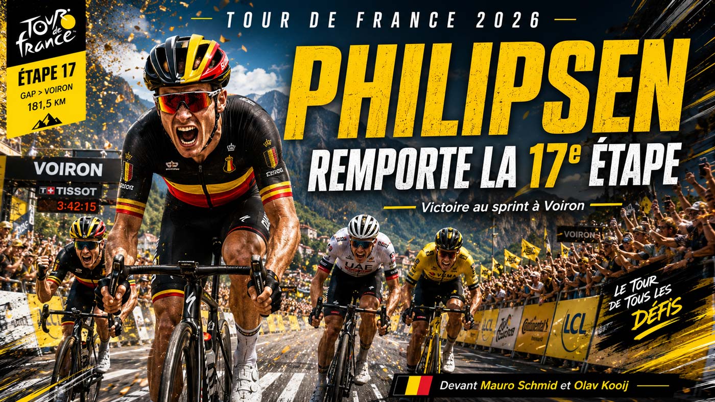 Jasper Philipsen remporte au sprint la 17e étape du Tour de France 2026 à Voiron