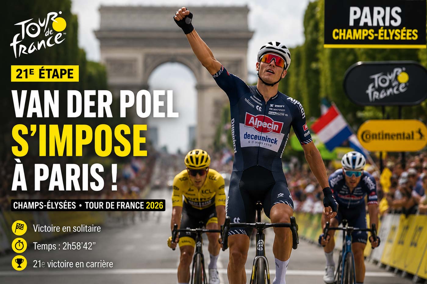 Mathieu van der Poel remporte la 21e étape du Tour de France 2026 sur les Champs-Élysées à Paris