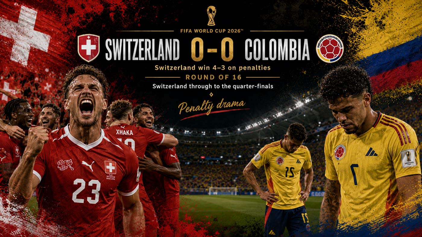 La Suisse élimine la Colombie 4-3 aux tirs au but après un 0-0 en Coupe du monde 2026