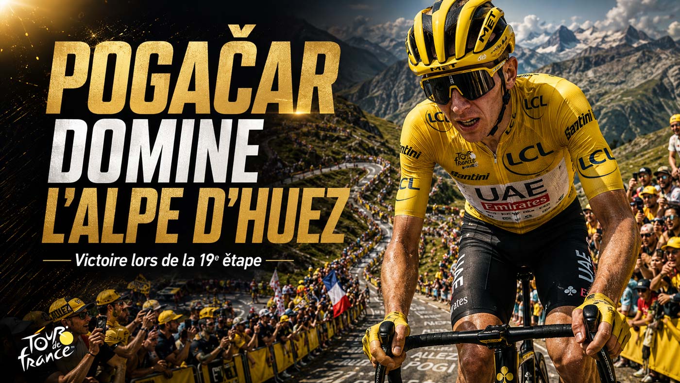 Tadej Pogačar remporte la 19e étape du Tour de France 2026 au sommet de l’Alpe d’Huez
