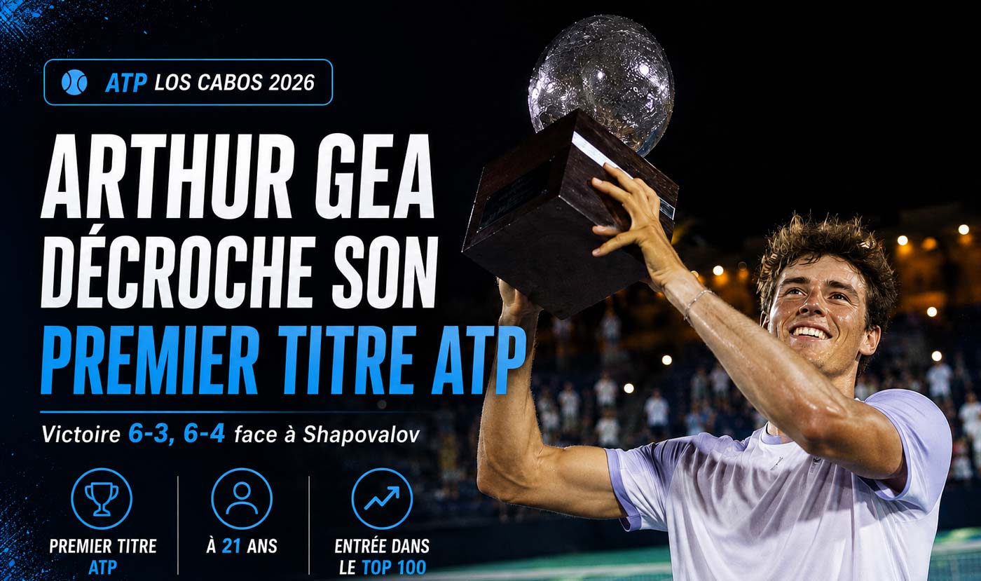 Arthur Gea soulève le trophée de Los Cabos après avoir remporté son premier titre ATP.