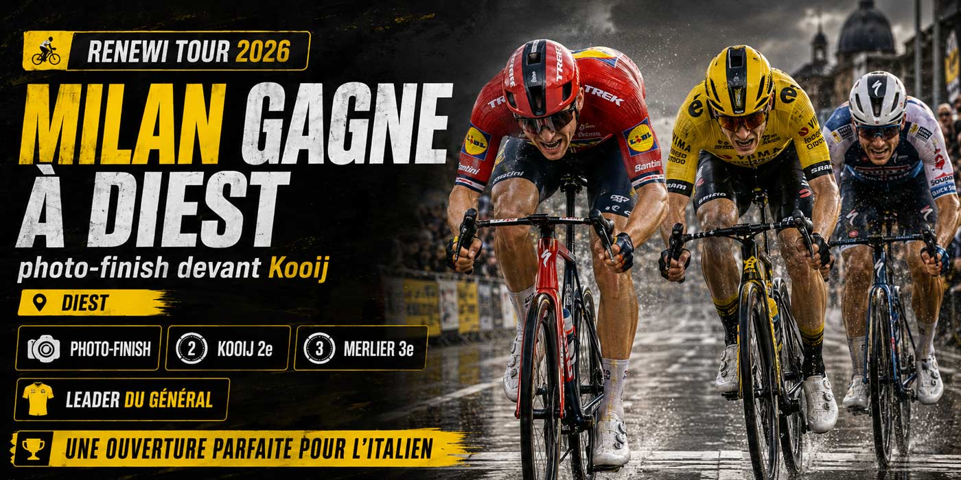 Jonathan Milan remporte la première étape du Renewi Tour 2026 à Diest devant Olav Kooij