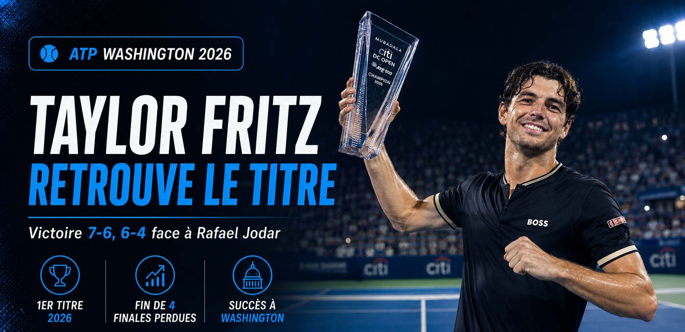 Taylor Fritz soulève le trophée après sa victoire contre Rafael Jodar à l’ATP Washington 2026.