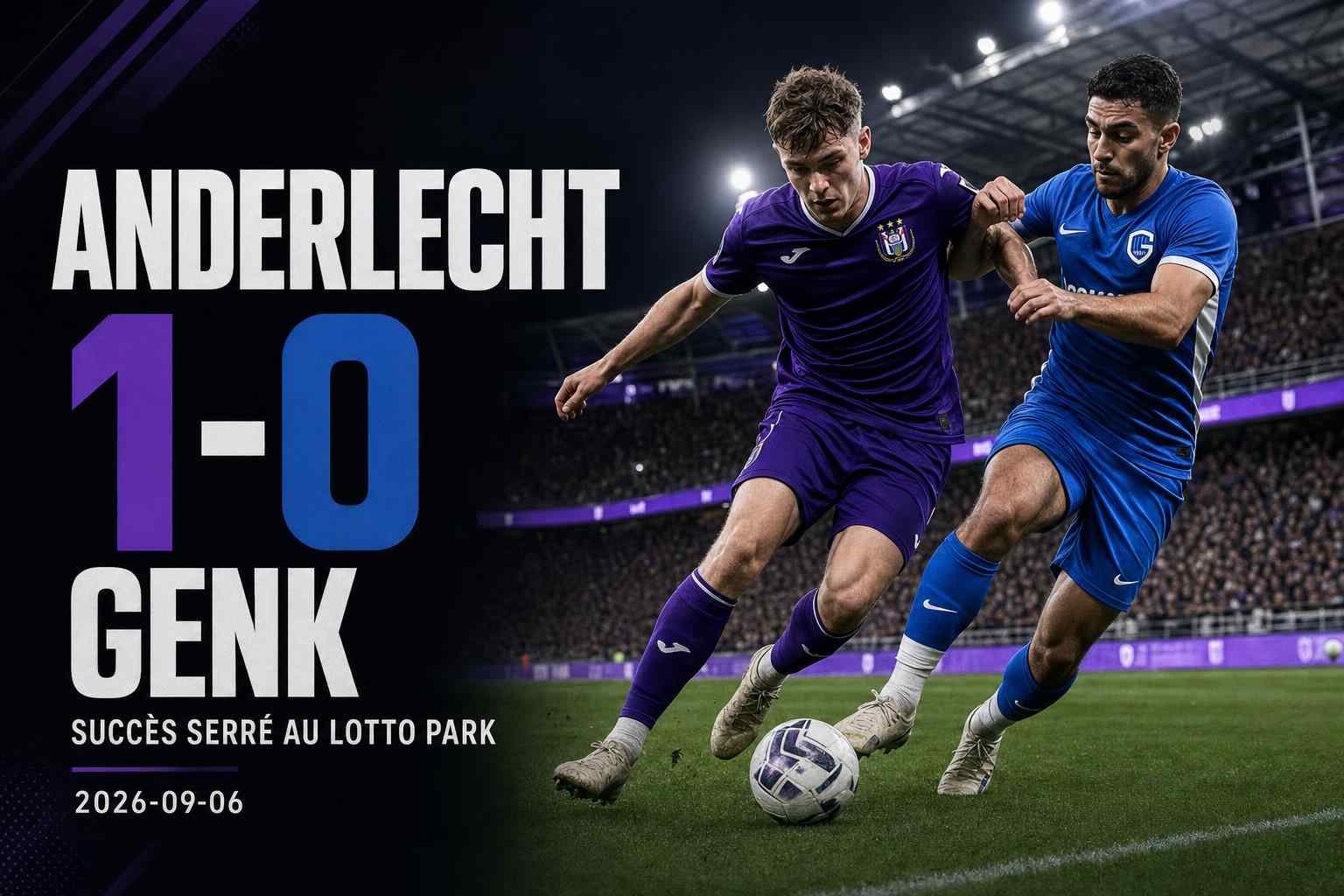 Un joueur d’Anderlecht en action face à Genk lors de la victoire 1-0 au Lotto Park