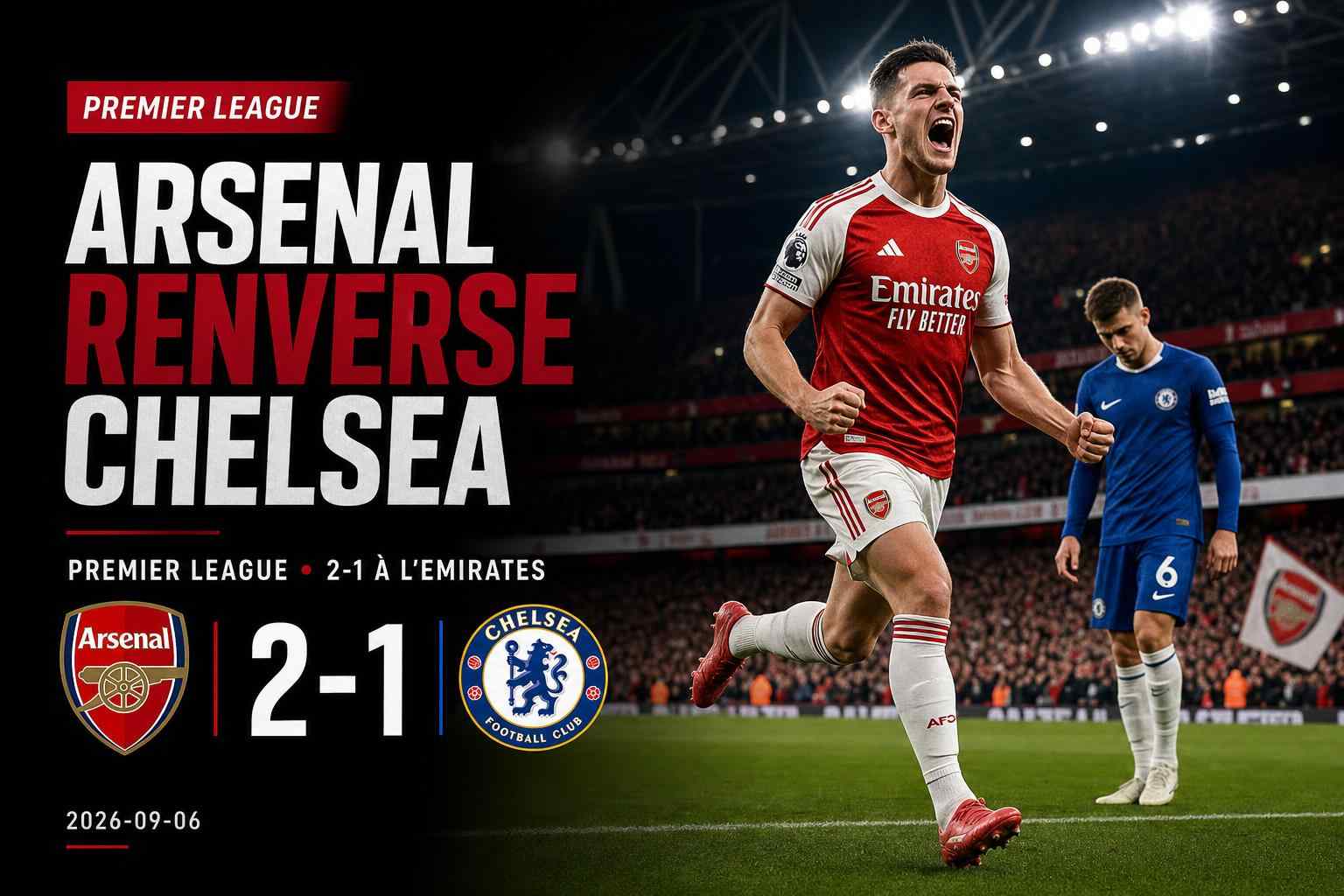 Arsenal bat Chelsea 2-1 à l’Emirates Stadium en Premier League