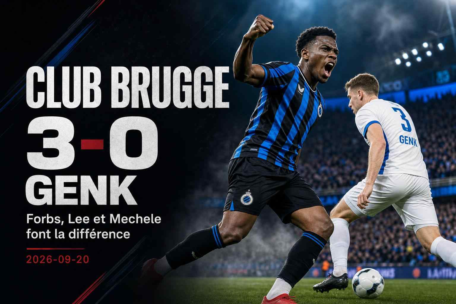 Visuel du match Club Brugge - Genk remporté 3-0 par le Club Brugge en Jupiler Pro League