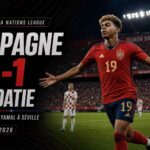 Lamine Yamal lors de la victoire 4-1 de l’Espagne contre la Croatie en Ligue des Nations à Séville