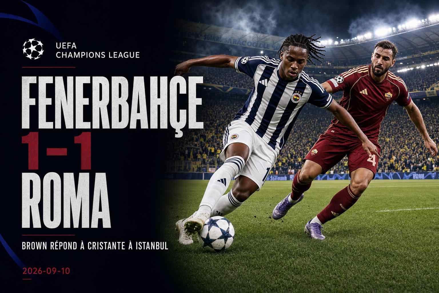 Archie Brown célèbre l’égalisation de Fenerbahçe contre l’AS Roma en Ligue des champions
