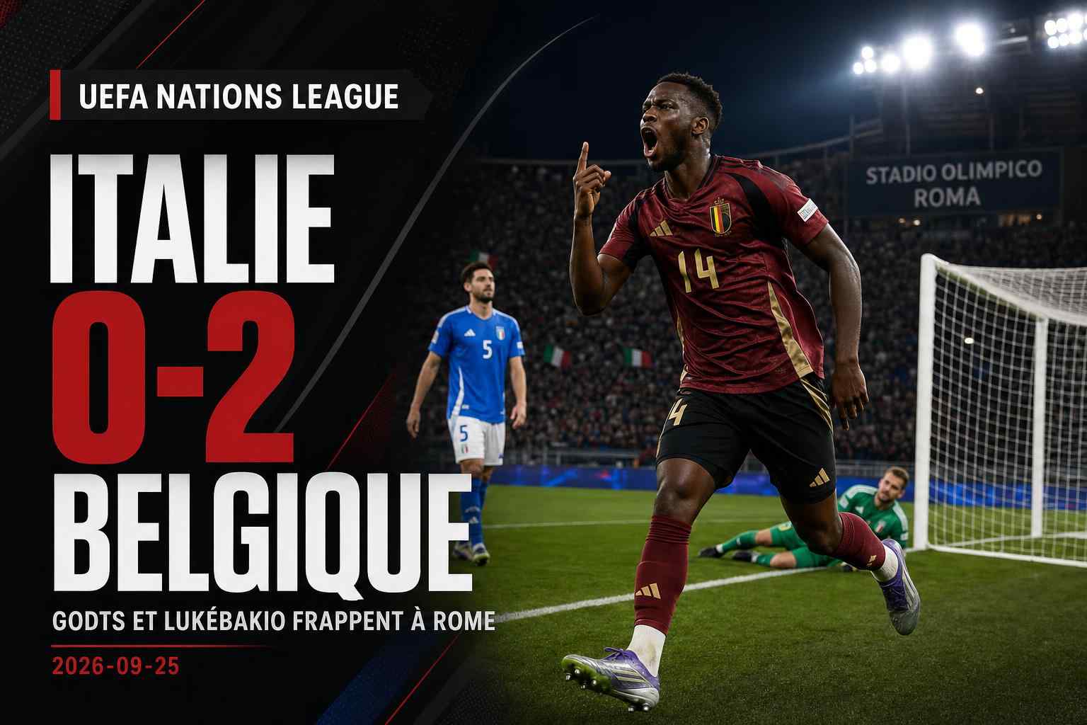 Les Diables Rouges battent l’Italie 0-2 au Stadio Olimpico en Ligue des nations