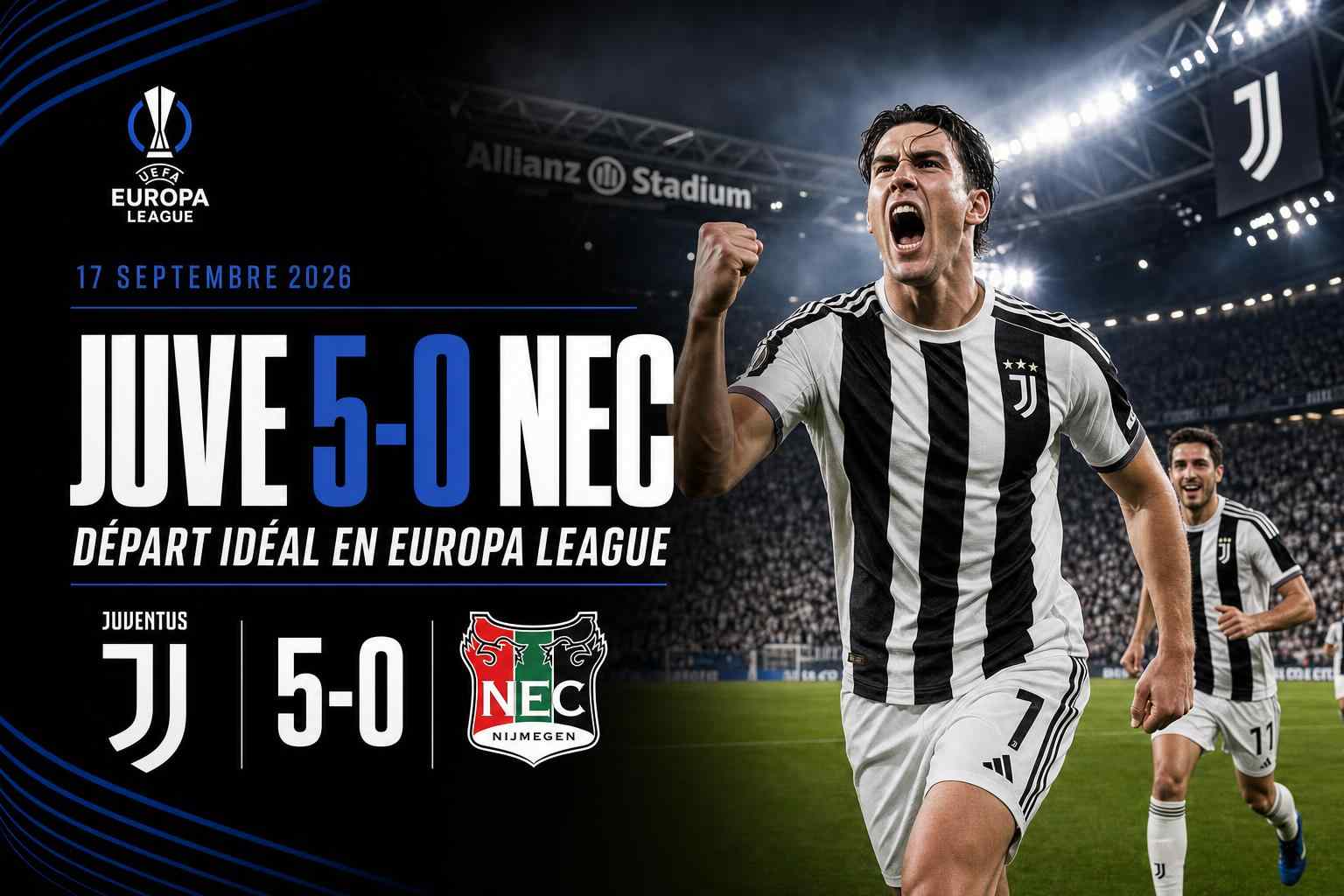 Visuel du match Juventus - NEC Nijmegen terminé sur le score de 5-0 en UEFA Europa League