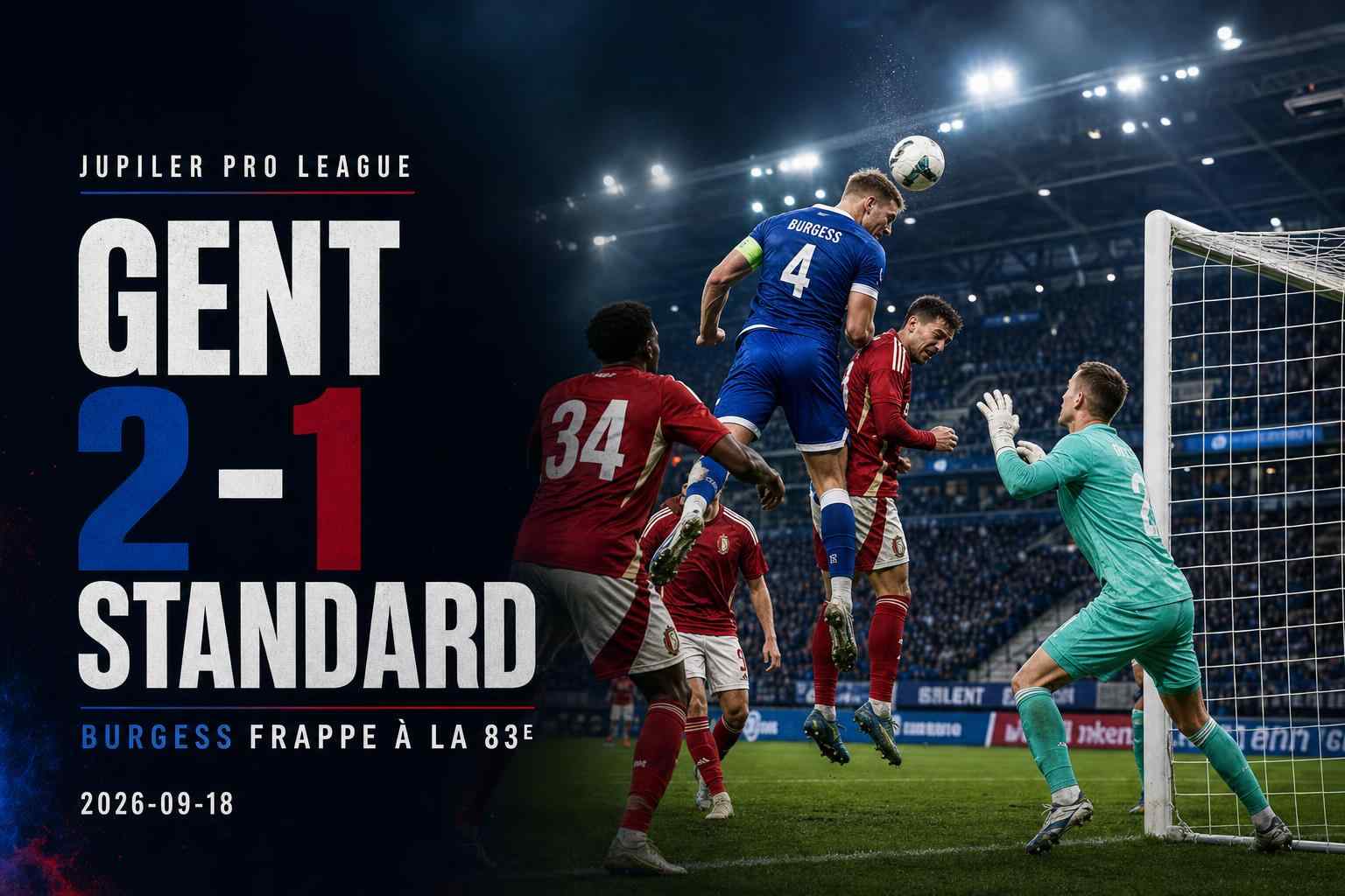 Christian Burgess offre la victoire à La Gantoise contre le Standard de Liège