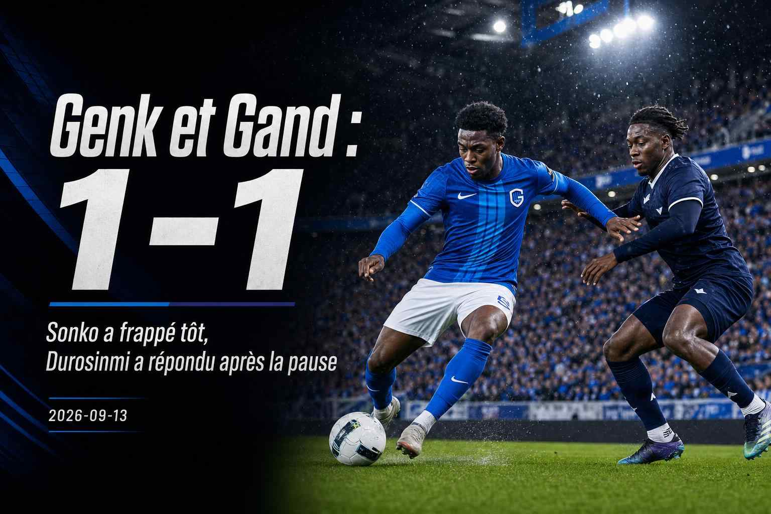 Graphique du match KRC Genk - KAA Gent terminé sur le score de 1-1 à la Cegeka Arena