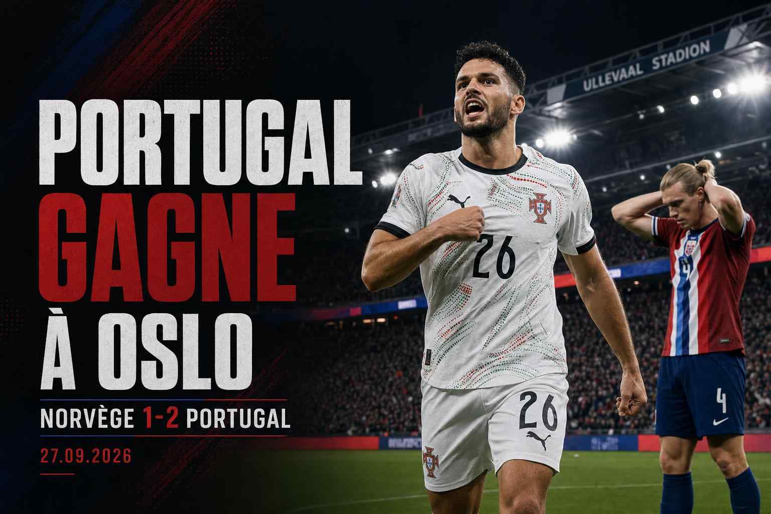Gonçalo Ramos célèbre lors de la victoire 2-1 du Portugal contre la Norvège à Oslo