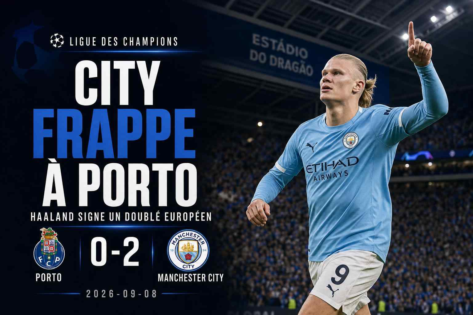 Erling Haaland célèbre lors de Porto 0-2 Manchester City en Ligue des champions