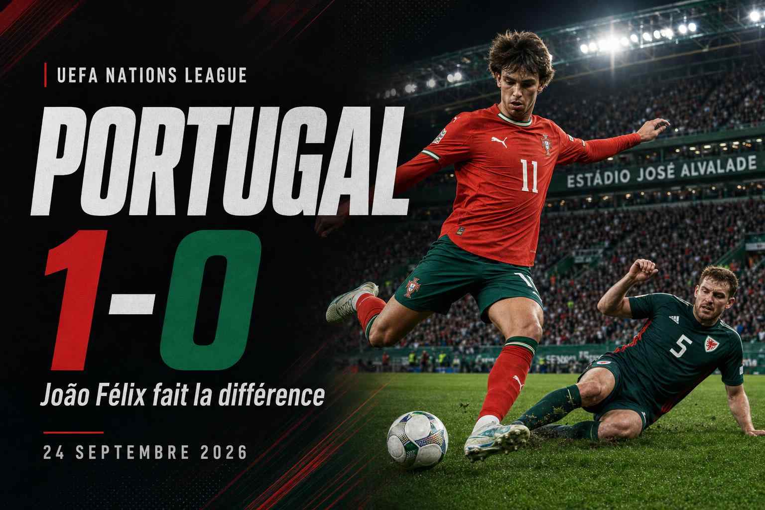 João Félix célèbre lors de la victoire 1-0 du Portugal contre le pays de Galles en UEFA Nations League