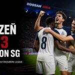 Les joueurs de l’Union SG célèbrent leur victoire 0-3 sur la pelouse de Viktoria Plzeň en Europa League