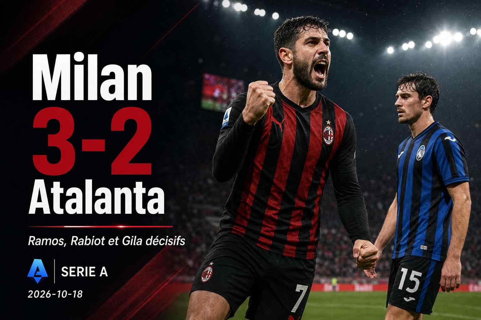 Visuel du match AC Milan contre Atalanta terminé sur le score de 3-2 en Serie A