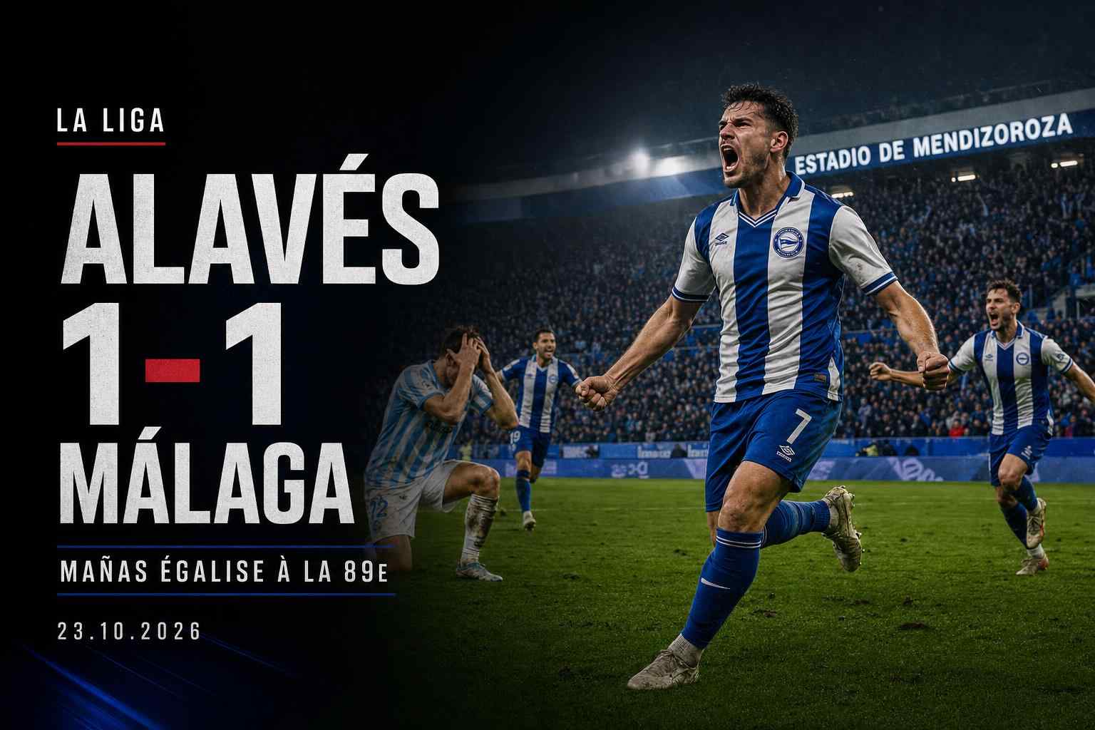 Visuel du match Deportivo Alavés contre Málaga terminé sur le score de 1-1 en La Liga