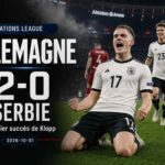 Florian Wirtz célèbre lors de la victoire 2-0 de l'Allemagne contre la Serbie en Ligue des nations à Munich
