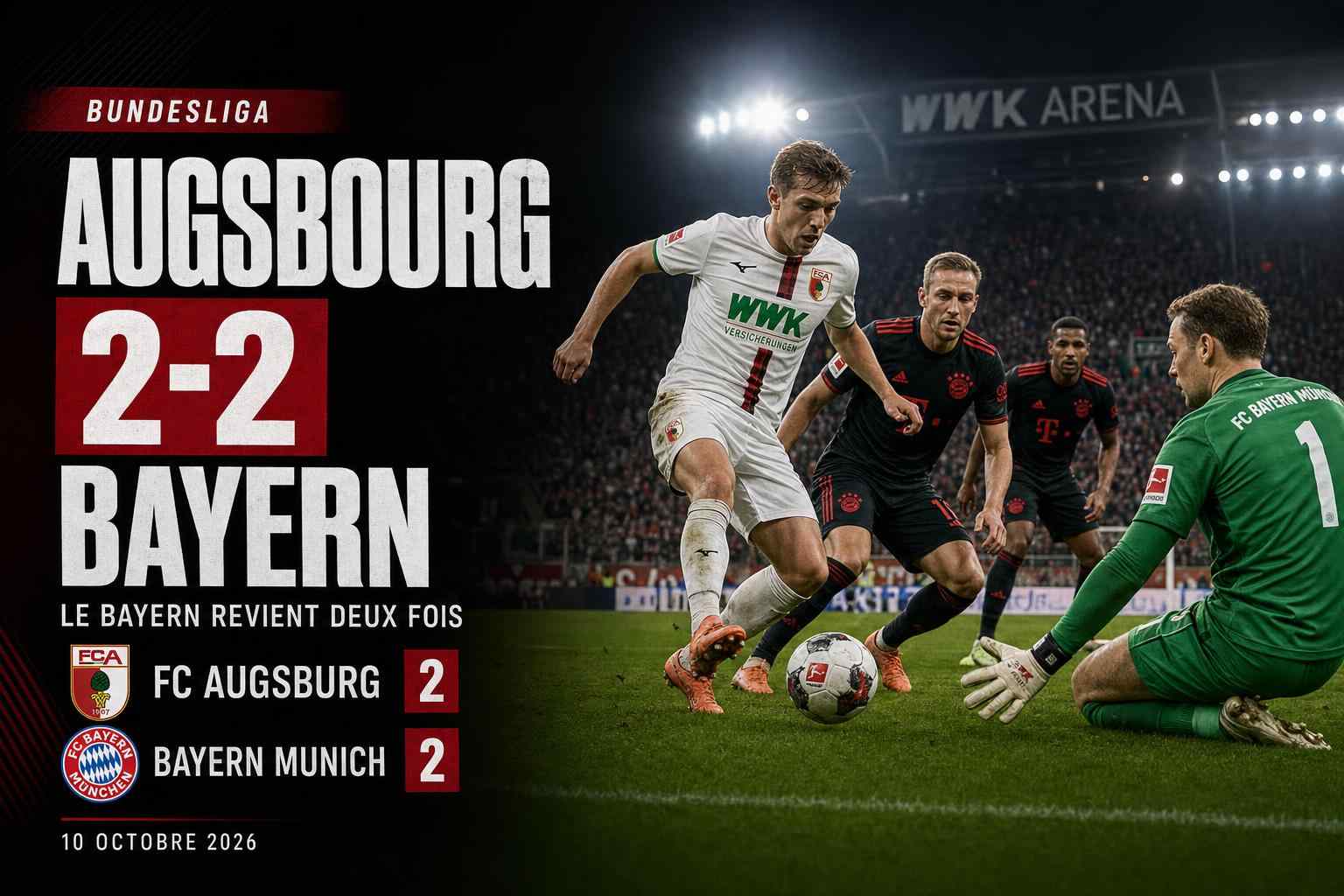Action du match Augsbourg - Bayern Munich terminé sur le score de 2-2 en Bundesliga