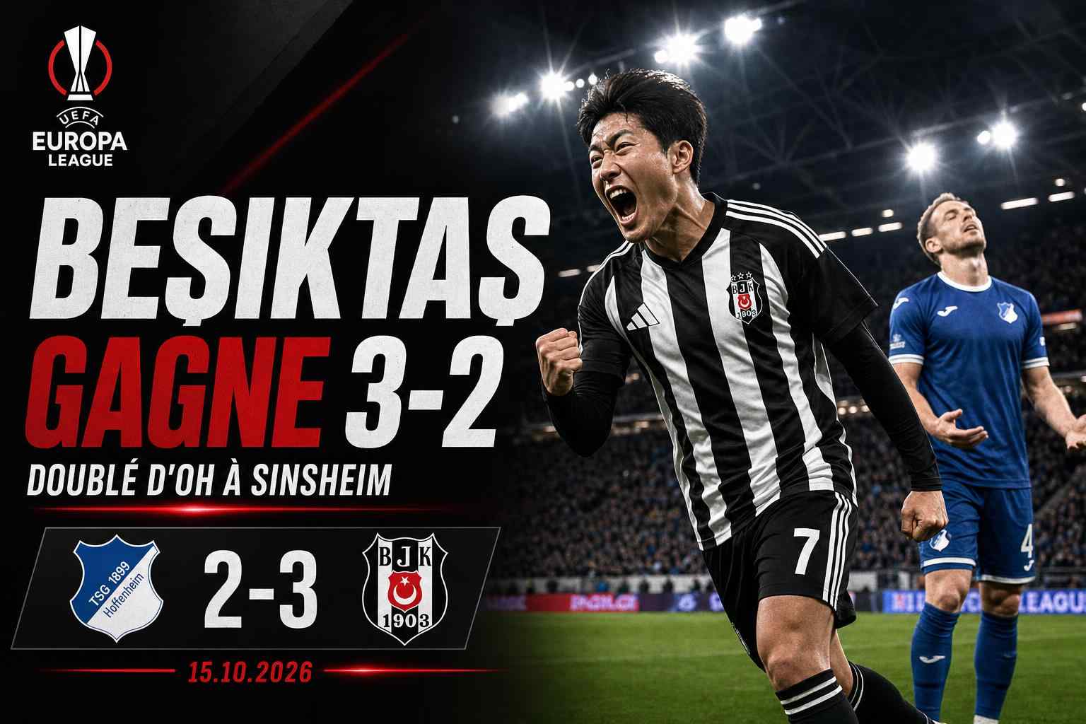 Beşiktaş s'impose 3-2 à Hoffenheim grâce à un doublé d'Oh en Europa League