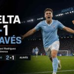 Le Celta Vigo célèbre sa victoire 2-1 contre Alavés à Balaídos en La Liga
