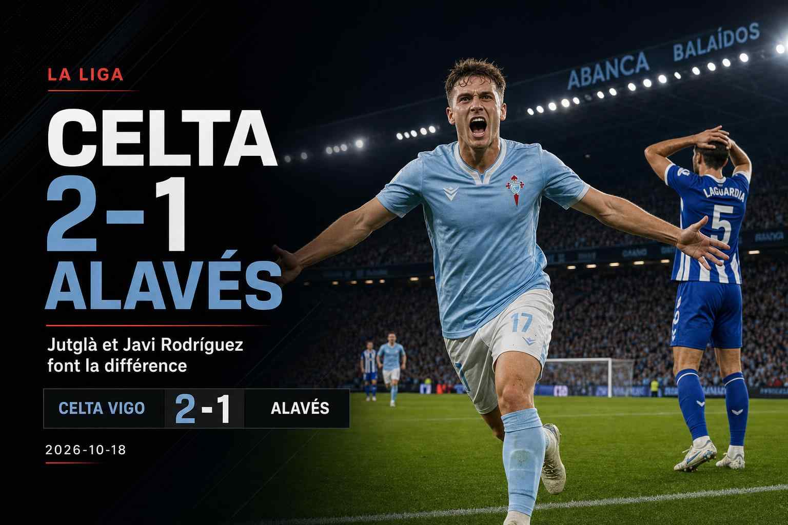 Le Celta Vigo célèbre sa victoire 2-1 contre Alavés à Balaídos en La Liga