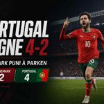 Un joueur du Portugal célèbre lors de la victoire 4-2 contre le Danemark à Parken en Ligue des nations
