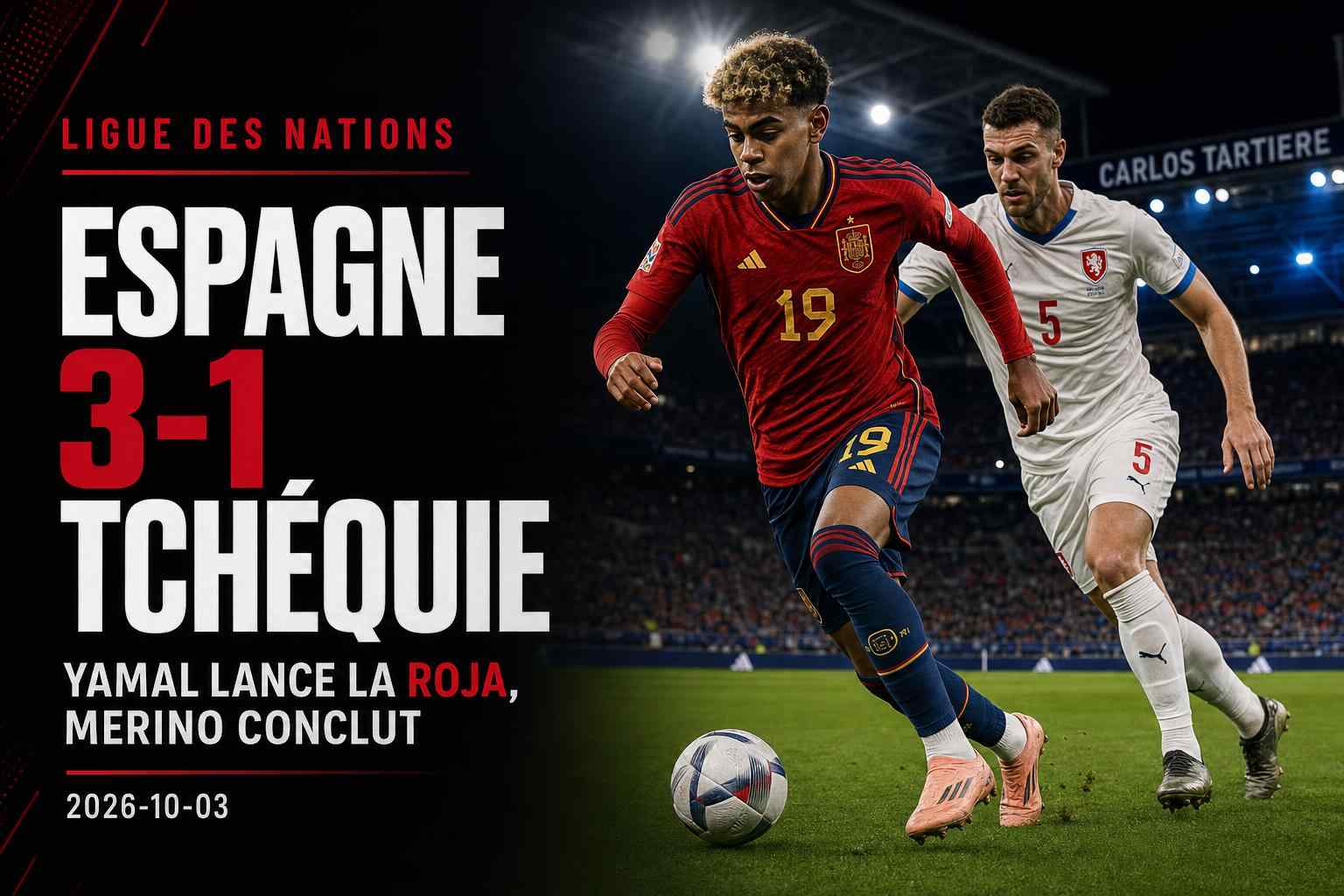 Lamine Yamal lors de la victoire 3-1 de l’Espagne contre la Tchéquie en Ligue des Nations à Oviedo