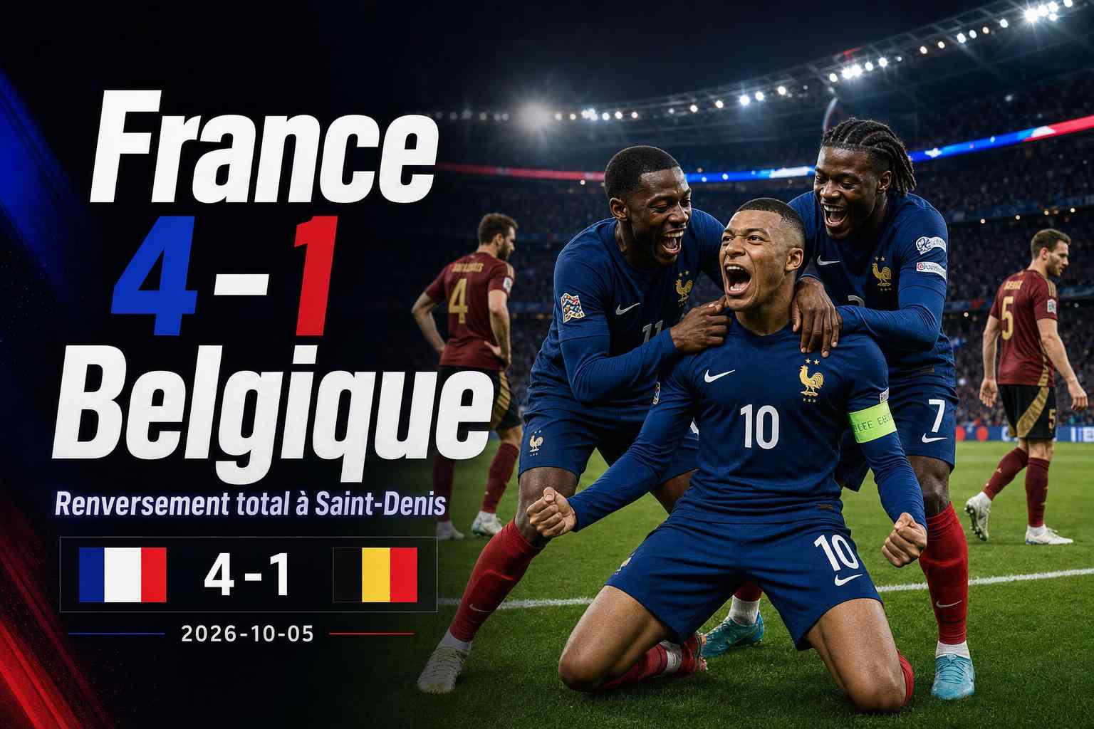 Visuel sportif de la victoire 4-1 de la France contre la Belgique en Ligue des nations à Saint-Denis