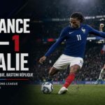 Michael Olise et Alessandro Bastoni lors du match France Italie 1-1 en Ligue des Nations au Stade de France