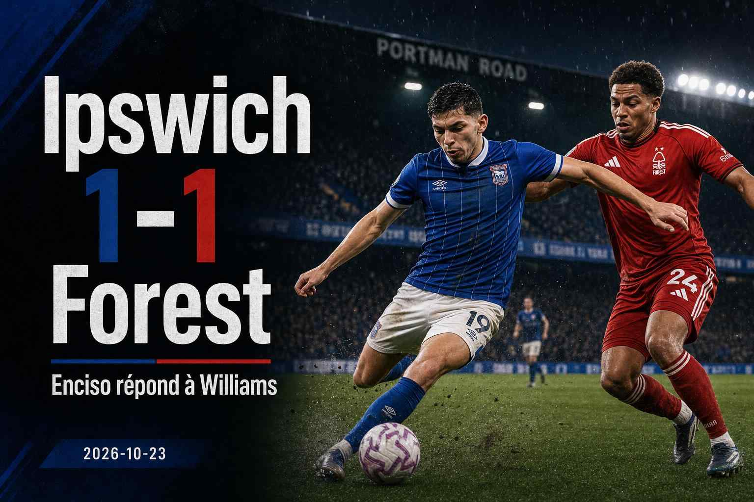 Action du match Ipswich Town contre Nottingham Forest conclu sur un nul 1-1 en Premier League