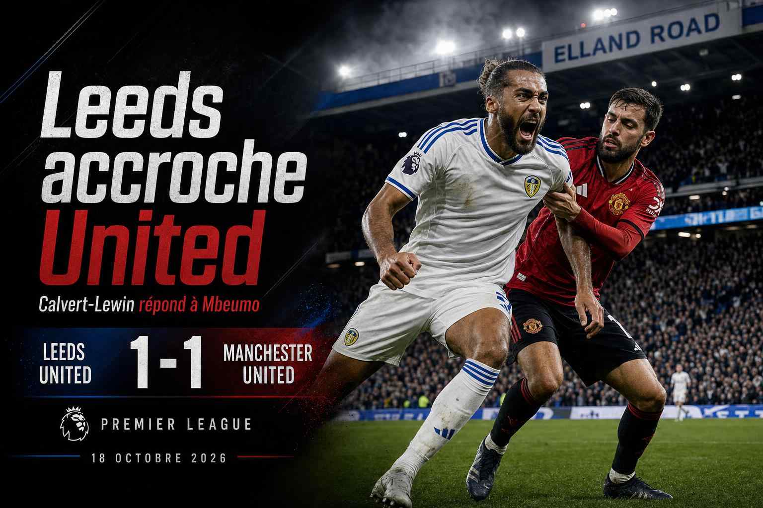 Dominic Calvert-Lewin célèbre l'égalisation de Leeds face à Manchester United à Elland Road