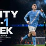 Phil Foden célèbre lors de la victoire 5-1 de Manchester City contre l’AEK Athènes en Ligue des champions