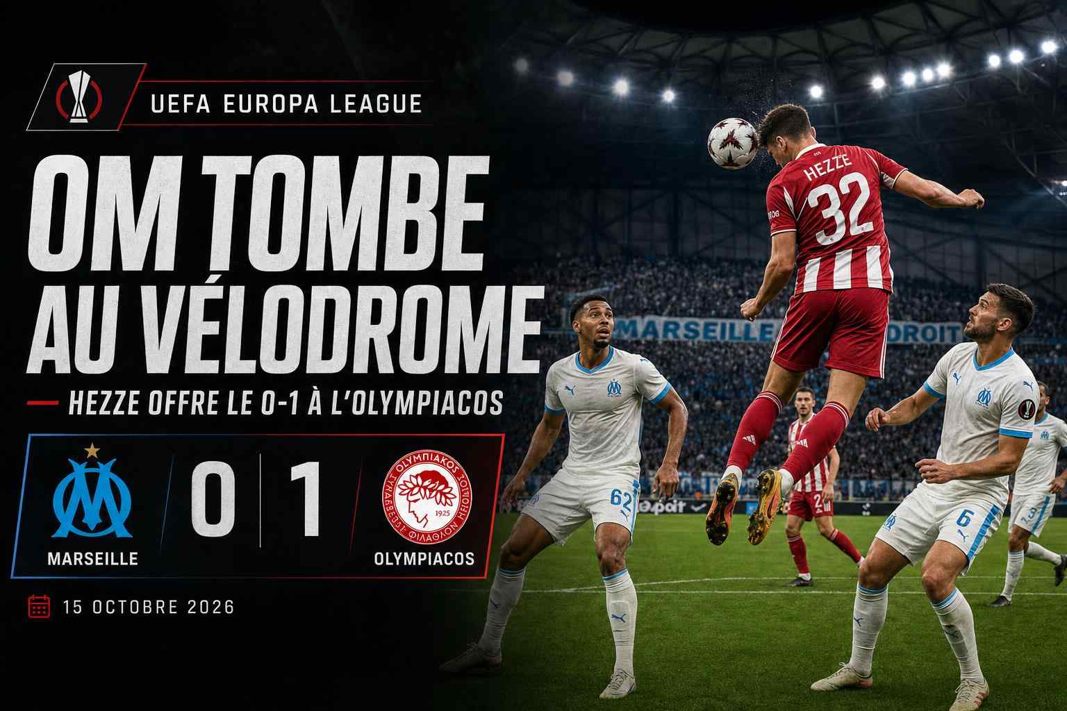 Santiago Hezze marque pour l’Olympiacos lors de la victoire 0-1 contre Marseille en Ligue Europa