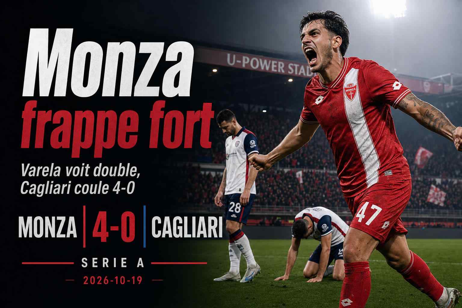 Visuel du match Monza-Cagliari terminé sur le score de 4-0 en Serie A