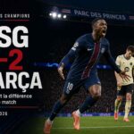 Graphique sportif du PSG victorieux 4-2 contre le FC Barcelone au Parc des Princes