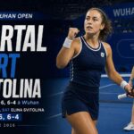 Sonay Kartal célèbre sa victoire contre Elina Svitolina au Wuhan Open