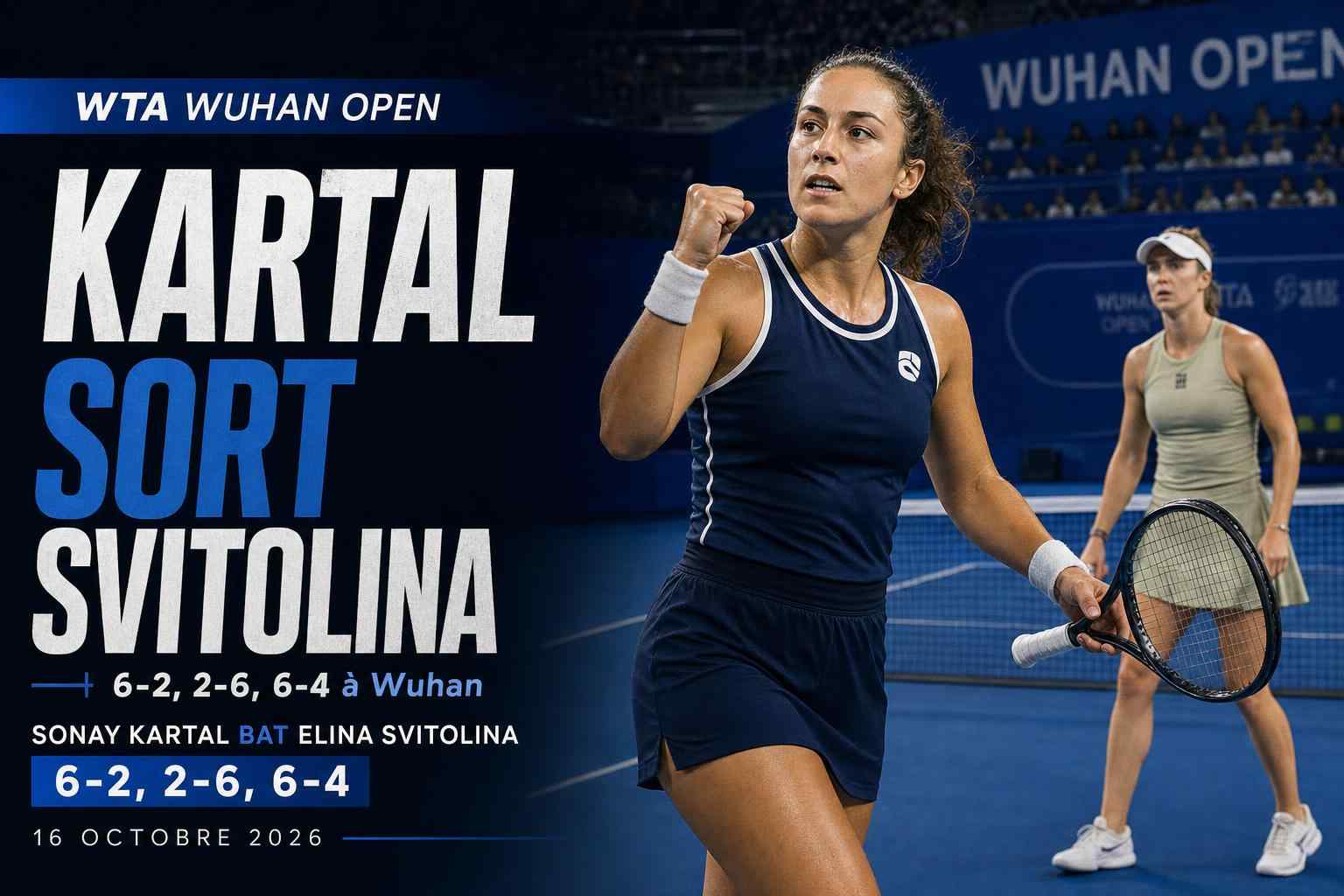 Sonay Kartal célèbre sa victoire contre Elina Svitolina au Wuhan Open