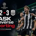 Les joueurs de LASK célèbrent leur victoire 3-2 face au Sporting CP à Lisbonne en Ligue des champions